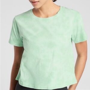 Athleta Women’s Size Medium Organic Cotton Mint Green Tie Dye Short Sleeve Shirt